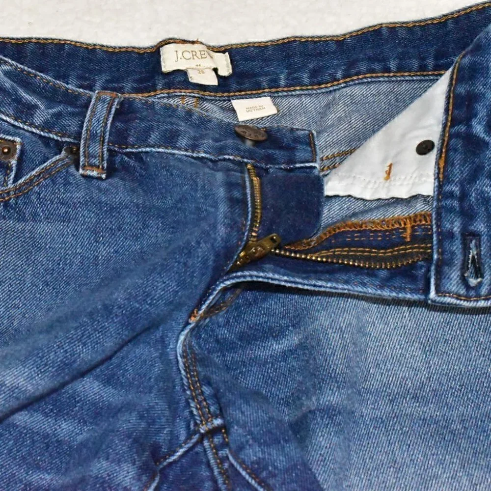 J. Crew Factory Raw Roll Cuff Denim Shorts Size 26